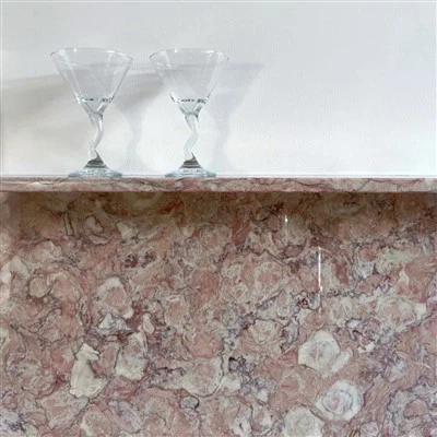 Pink Shell Marble Dinner Side Cabinet